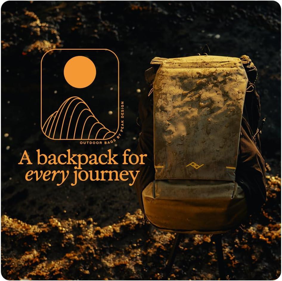 imagePeak Design Outdoor Backpack 45L Kelp Lightweight InternallyFramed Backpack Ultra Cinch RollTop Design Ideal for Hikes Camera Carry and Travel Versatile Backpack for Men and WomenKelp
