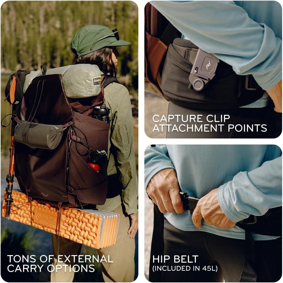 imagePeak Design Outdoor Backpack 45L Kelp Lightweight InternallyFramed Backpack Ultra Cinch RollTop Design Ideal for Hikes Camera Carry and Travel Versatile Backpack for Men and WomenKelp