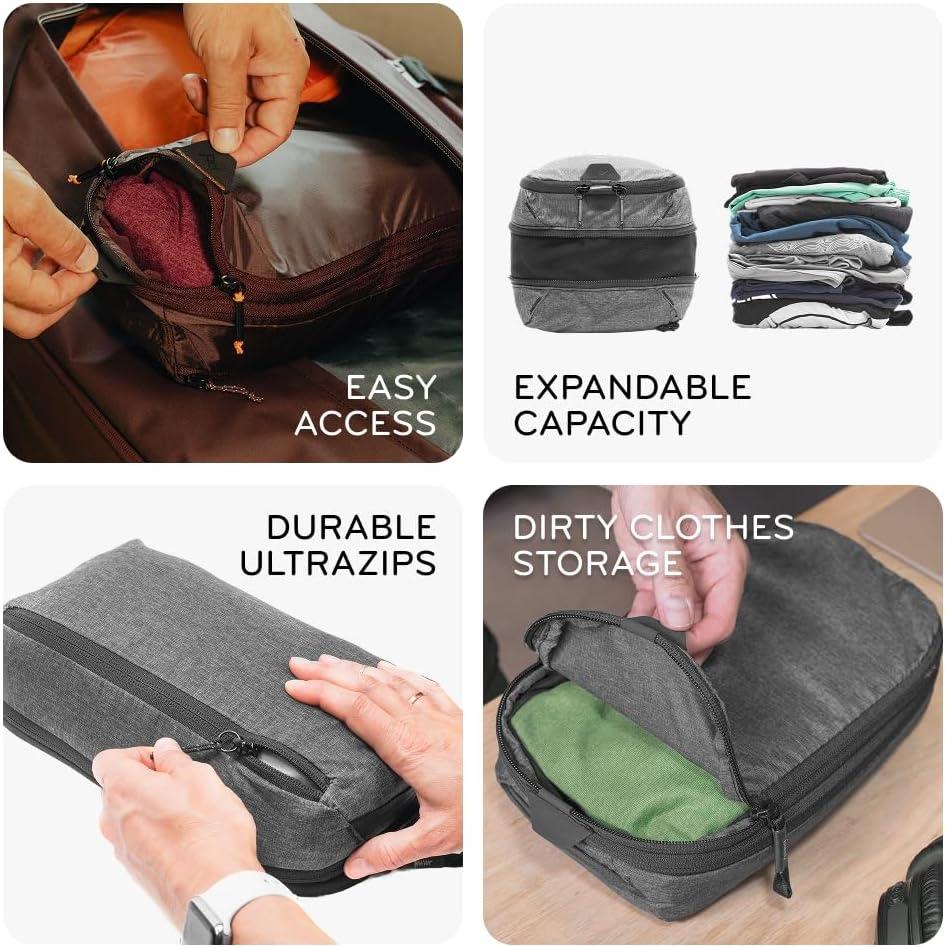imagePeak Design Packing Cube Sage Weatherproof Luggage Cube with Dual Compartment Organization Expansion and Compression Zipper Opening Travel Organizer for Men and Women Size SSage
