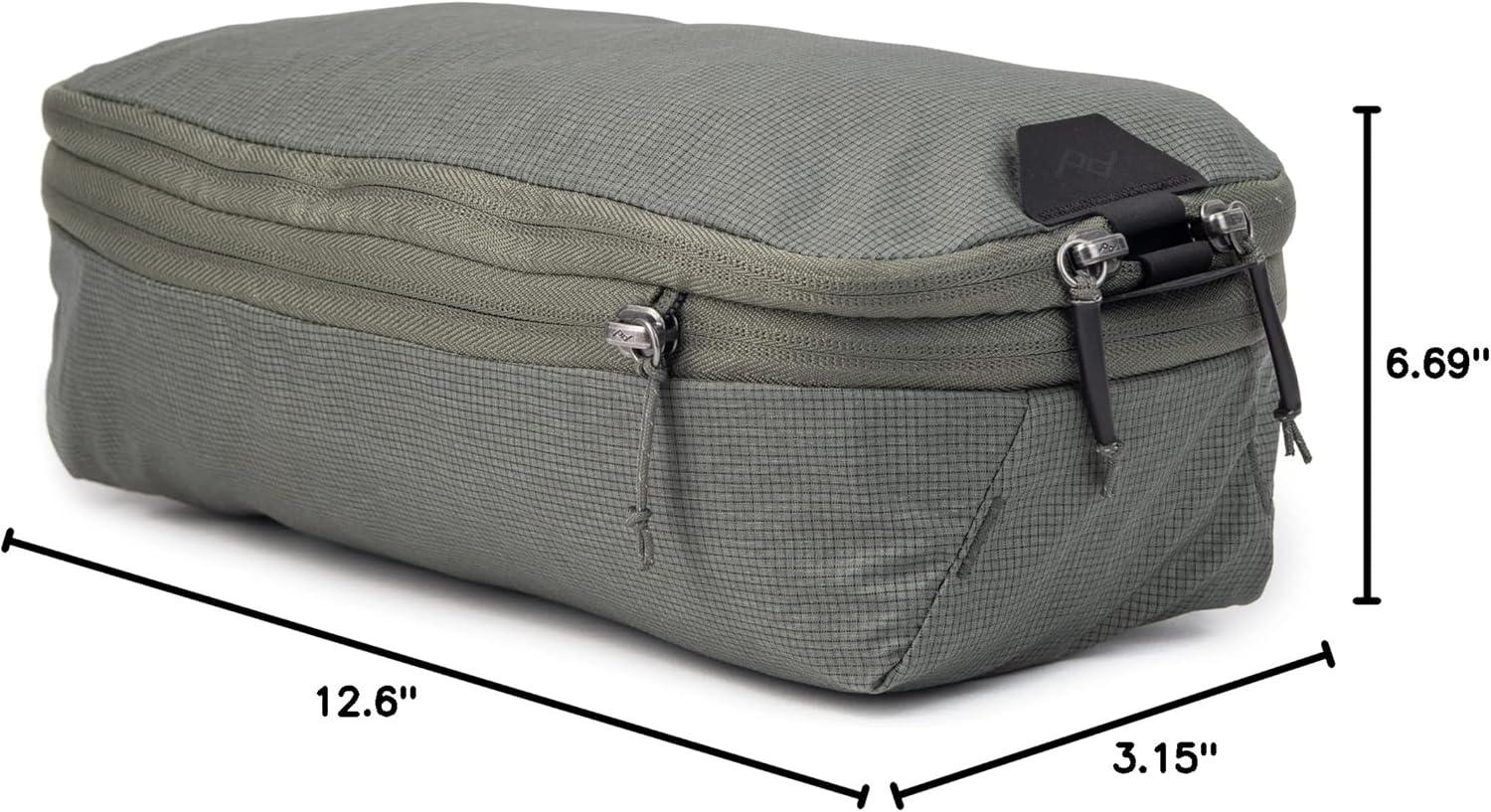 imagePeak Design Packing Cube Sage Weatherproof Luggage Cube with Dual Compartment Organization Expansion and Compression Zipper Opening Travel Organizer for Men and Women Size SSage