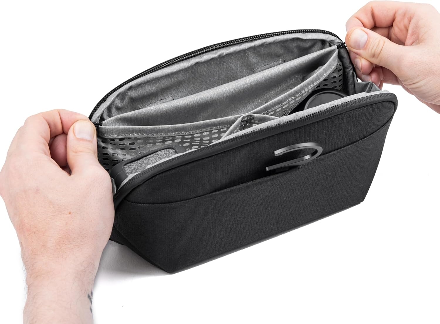 imagePeak Design Wash Pouch Black Weatherproof Travel Toiletry Bag Upright or Hanging Dopp Kit with Pockets Magnetic Toothbrush Pocket Wide UltraZip Opening Toiletry Bag for Men and WomenBlack