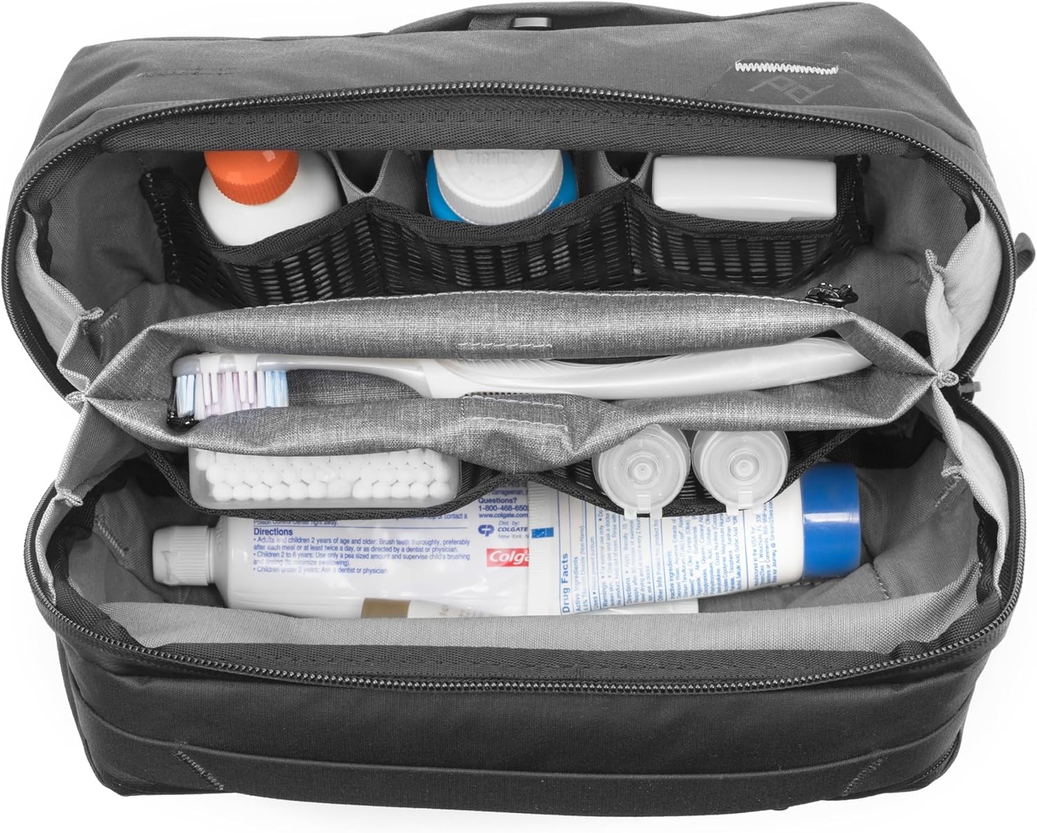 imagePeak Design Wash Pouch Black Weatherproof Travel Toiletry Bag Upright or Hanging Dopp Kit with Pockets Magnetic Toothbrush Pocket Wide UltraZip Opening Toiletry Bag for Men and WomenBlack